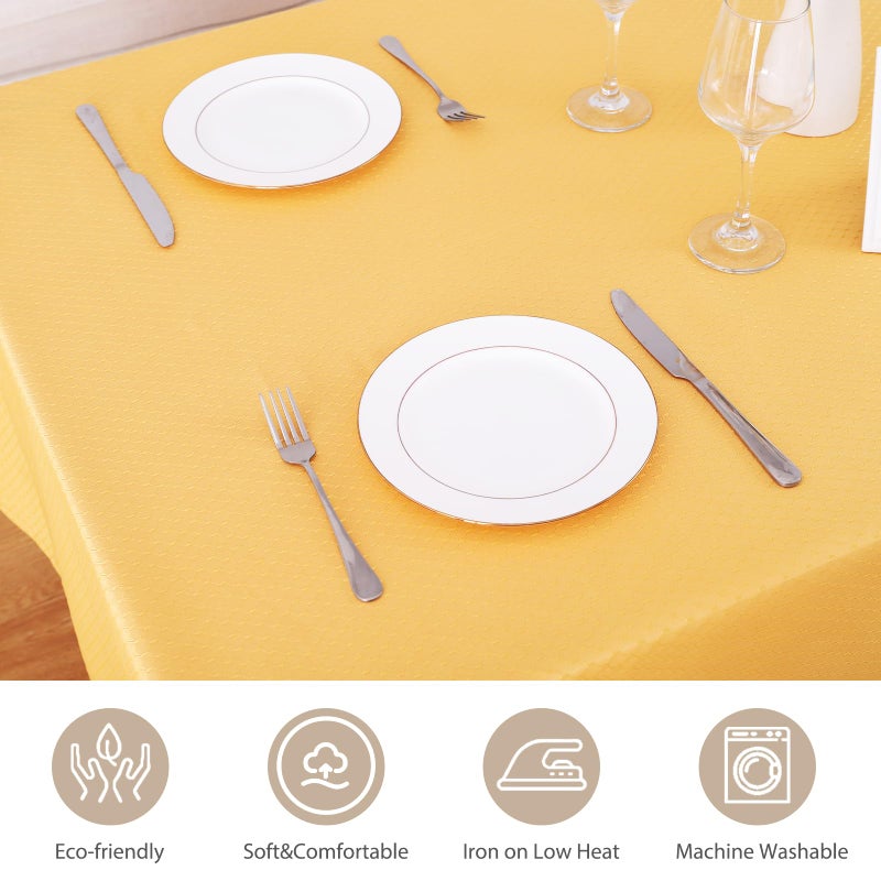 JUCFHY Christmas Jacquard Morrocan Rectangle Table Cloth Oil-Proof Spill-Proof and Water Resistance Washable Tablecloth,Decorative Fabric Table Cover for Outdoor and Indoor Use,60 x 144 Inch, Gold - Image 5